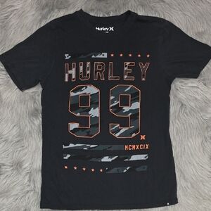 Hurley Men's Black and Orange Graphic Tee